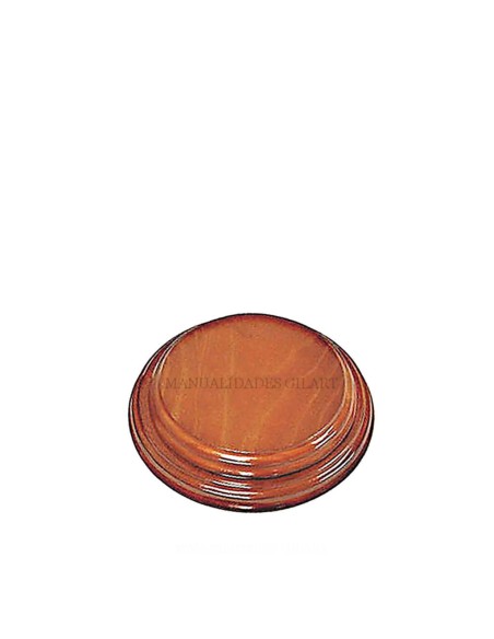 Peana de madera redonda barnizada nogal 7 cm para miniaturas y figuras de vitrina