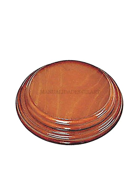 Peana de madera redonda barnizada nogal 22 cm para trofeos y premios personalizados