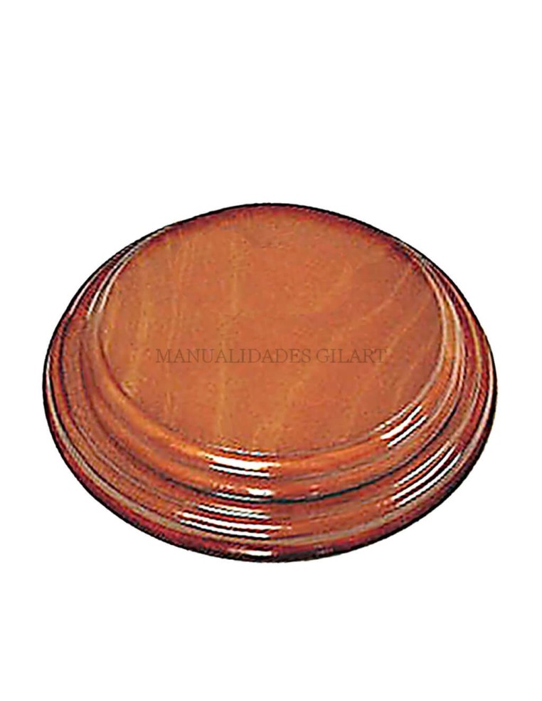 Peana de madera redonda barnizada nogal 24 cm para esculturas grandes y decoración