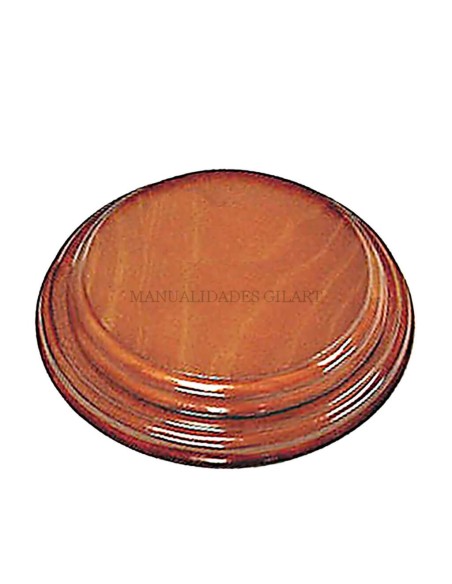 Peana de madera redonda barnizada nogal 24 cm para esculturas grandes y decoración