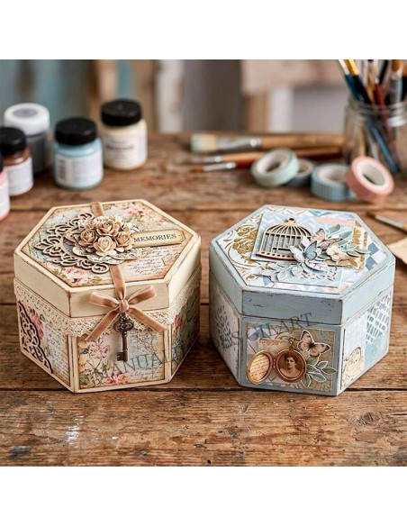 Set 2 Cajas Hexagonales Madera Natural | Gilart Manualidades