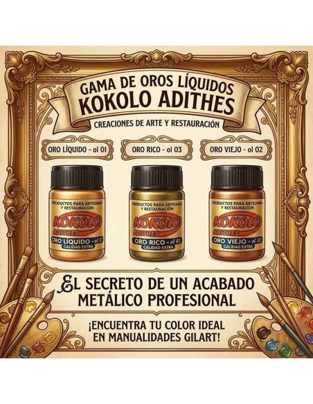 Gama de oros líquidos Kokolo Adithes: oro líquido, oro rico y oro viejo al alcohol