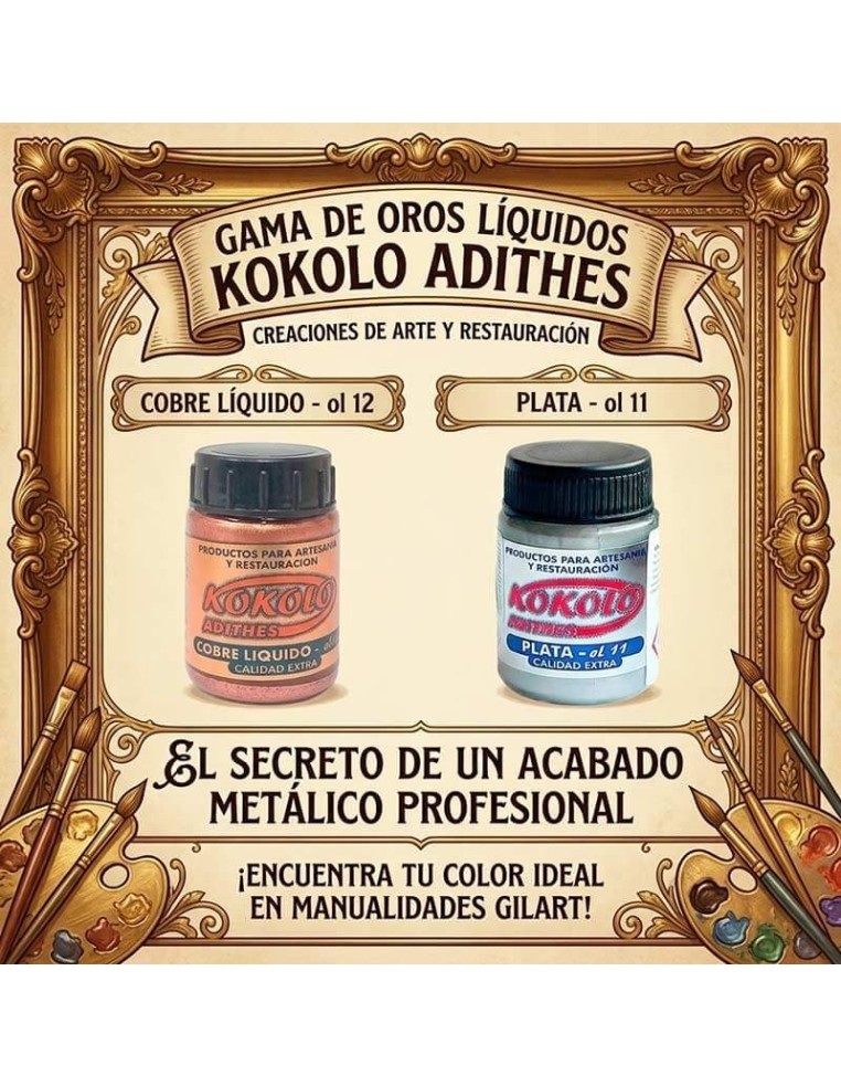 Metales líquidos Kokolo Adithes cobre y plata al alcohol para restauración y decoración