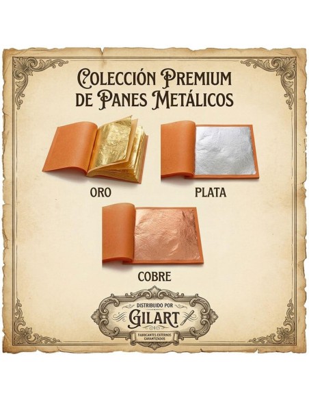 Libritos de panes metálicos de imitación en oro, plata y cobre para restauración