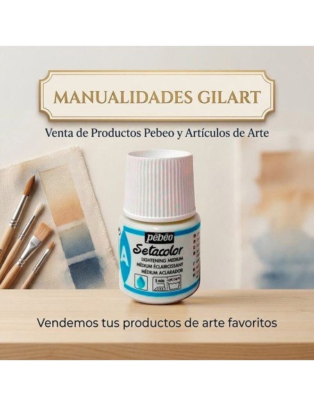 Médium aclarador Pebeo Setacolor 45 ml con muestrario de degradado sobre tela