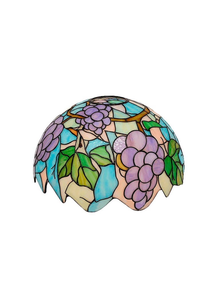 Pantalla Tiffany metacrilato uvas decorada estilo falso vitral