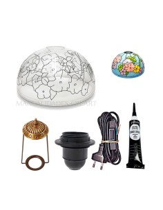 Kit pantalla Tiffany metacrilato Pensamientos 25 cm sin pie con plomo