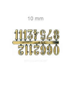 Números árabes adhesivos dorados para relojes de 10 mm.
