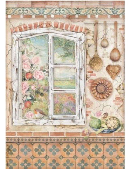 Papel de arroz Stamperia A4 - Casa Granada Ventana DFSA4656