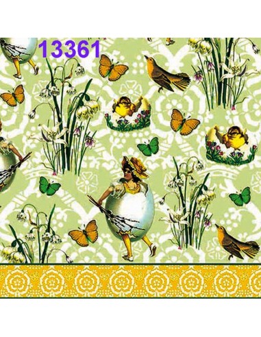 Servilletas decoupage flores y mariposas 33x33 cm "Jardín Primaveral"
