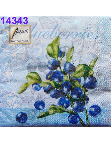 Servilletas decoupage blueberries con dimensiones de 33 x 33 cm - marca Ambiente.