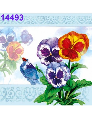 Servilletas de papel marca Ambiente diseño flores pensamientos 33x33 cm 🍃