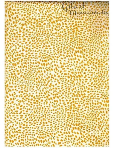 "Elegancia radiante: papel blanco con manchas doradas 50x70 para tus creaciones únicas."