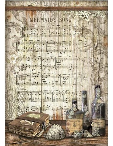 Stamperia papel arroz A4 Songs of the Sea El canto de la sirena DFSA4814