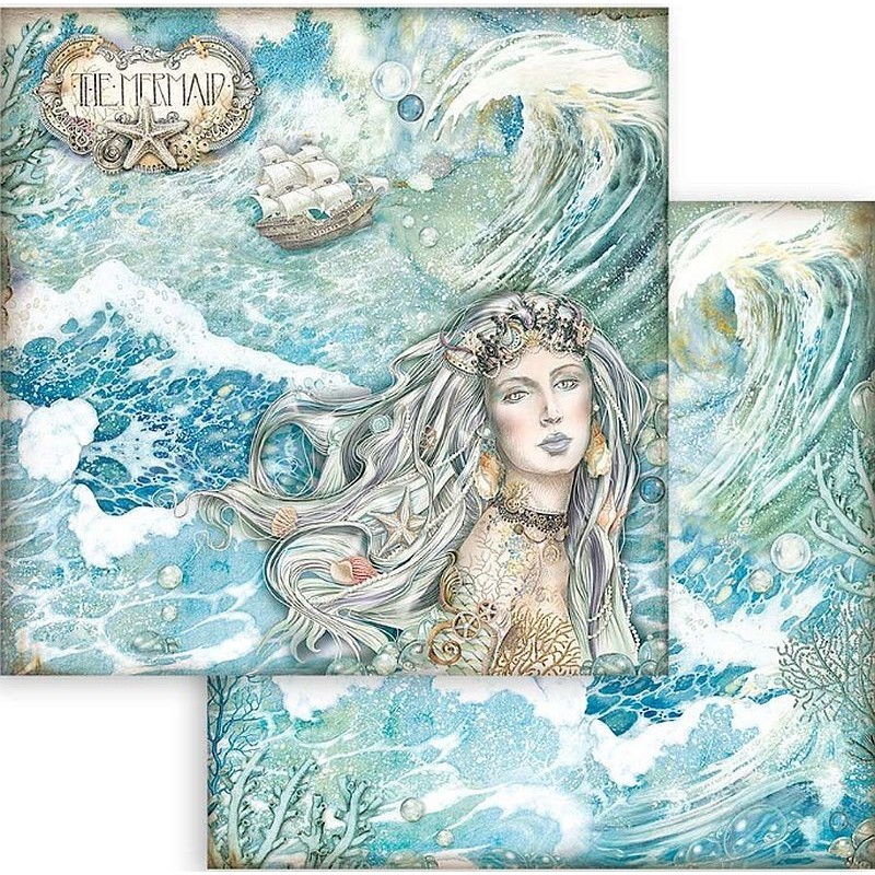 Stamperia bloc scrapbooking 10 hojas 30.5x30.5 Songs of the Sea SBBL141