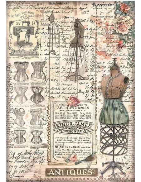 Papel de arroz Stamperia A4 - Brocante Antiques DFSA4851