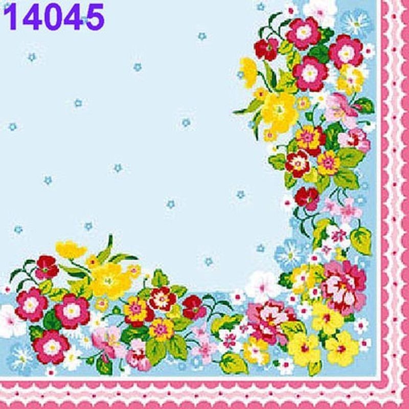 Servilletas decoupage flores esquina 33x33 cm