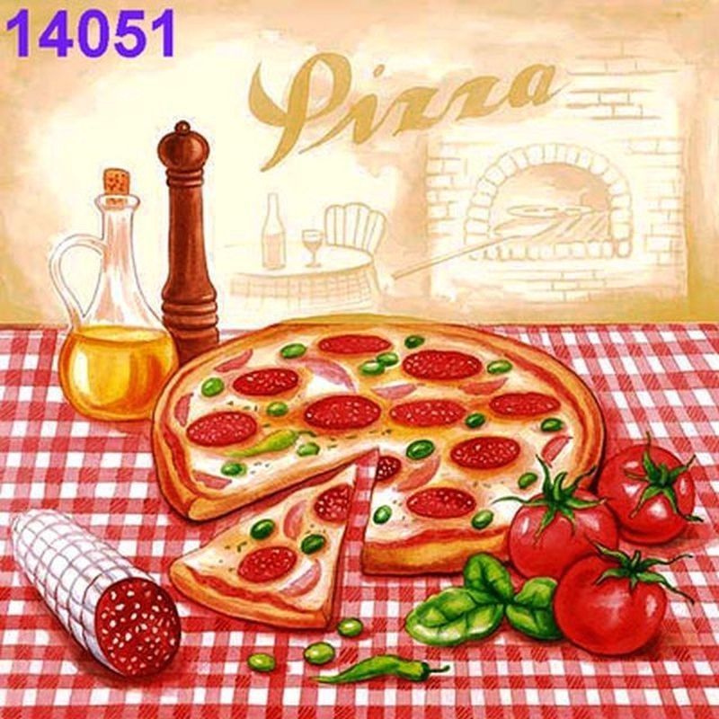 Servilletas decoupage pizza salami 33x33 cm