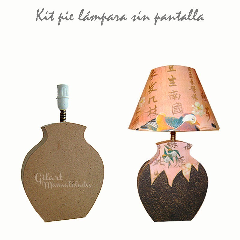 Kit lámpara jarrón dm madera 16x23x5 cm
