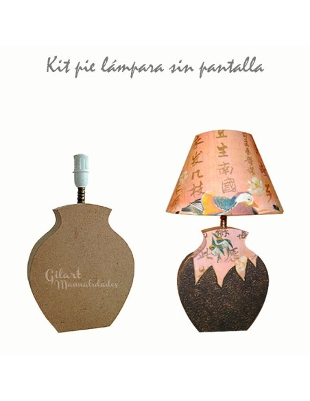 Kit lámpara jarrón dm madera 16x23x5 cm