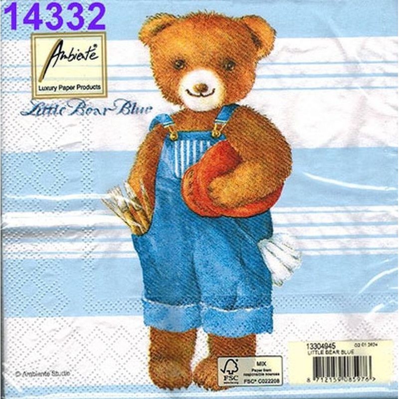 Servilletas decoupage osito azul 33x33 cm