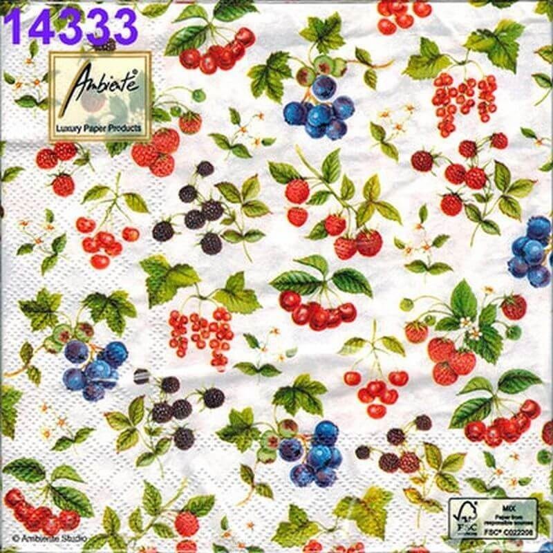 Servilletas decoupage frutas 33x33 cm