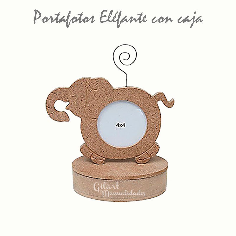 Portafotos elefante con cajita en DM 10