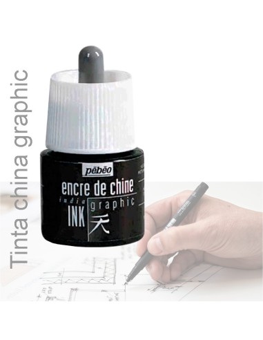 Tinta china negra Pebeo 45 ml, alta pigmentación y opacidad