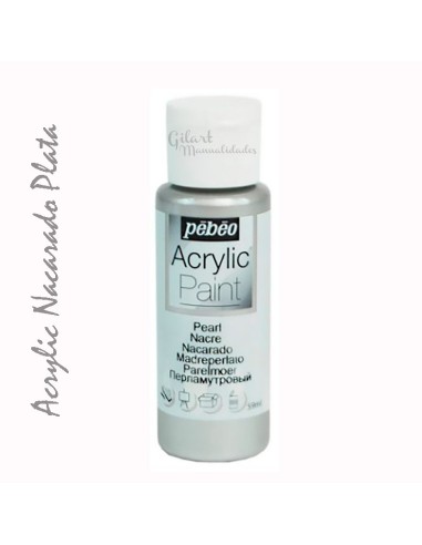Pintura acrílica Pebeo color Plata 68, ideal para crear detalles brillantes en manualidades.