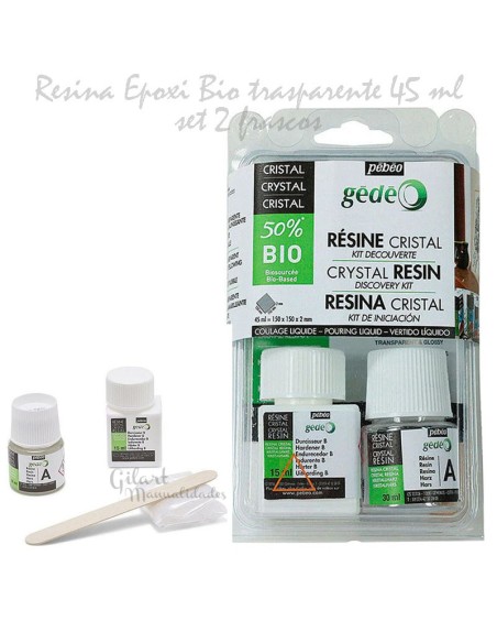 Resina epoxi cristal Pébéo Gédéo 45 ml kit, fácil de usar y sin burbujas.