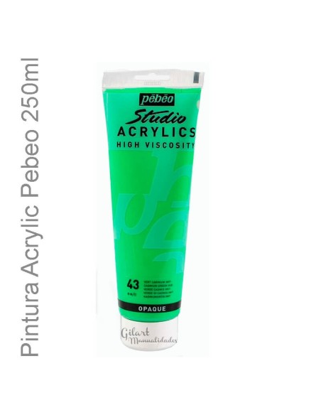 Pebeo Studio Acrylics 250 ml Verde, secado rápido y flexible