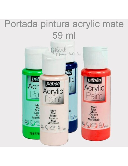 Portada pintura acrílica mate Pebeo 59 ml, acabado intenso y uniforme.