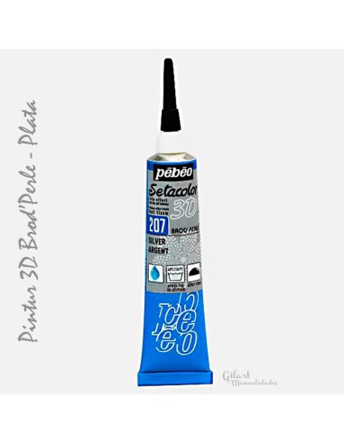 Pebeo Brod'Perle 3D, pintura textil metálica con acabado flexible y lavable
