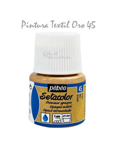 Pintura Textil Pebeo Setacolor Moiré Tornasolado color Oro 45, efecto nacarado