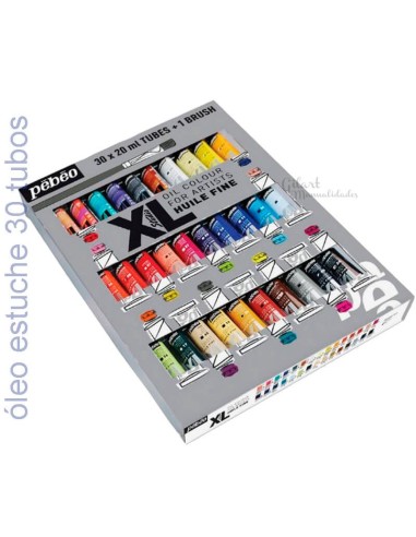 Kit Óleo Fino Pebeo XL con 30 colores vibrantes y pincel