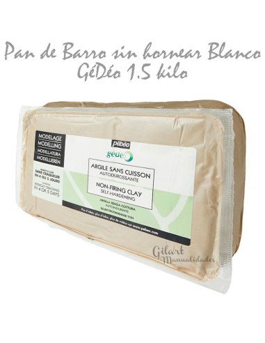 Arcilla blanca sin cocción 1.5 kg Gédéo Pébéo, ideal para modelar.