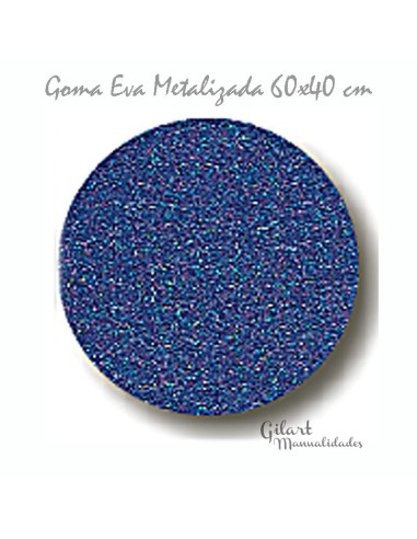 Goma Eva Azul Metalizada Brillante 60x40cm, ideal para manualidades y decoraciones.