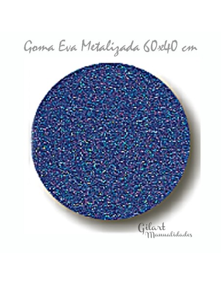 Goma Eva Azul Metalizada Brillante 60x40cm, ideal para manualidades y decoraciones.