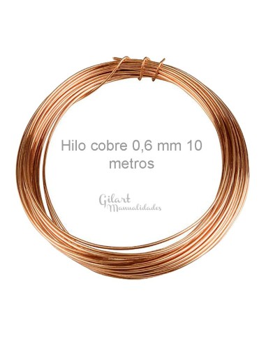Hilo de cobre 0,6 mm x 10 m ideal para joyería y artesanía con acabado brillante.