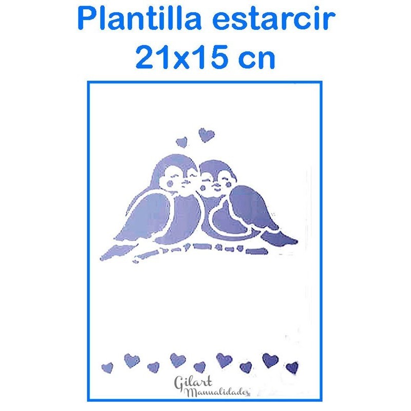 Stencil plantilla pajaritos 21x15 cm