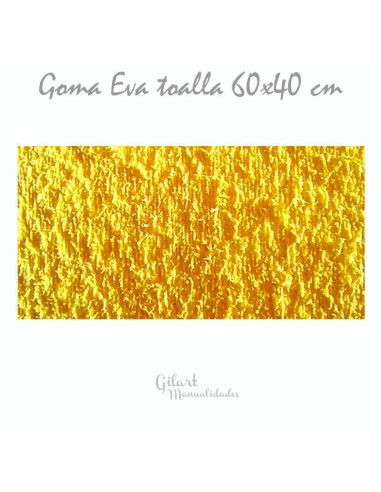 Goma Eva toalla 60x40 cm, en un hermoso tono amarillo, ideal para agregar un toque brillante a tus manualidades.