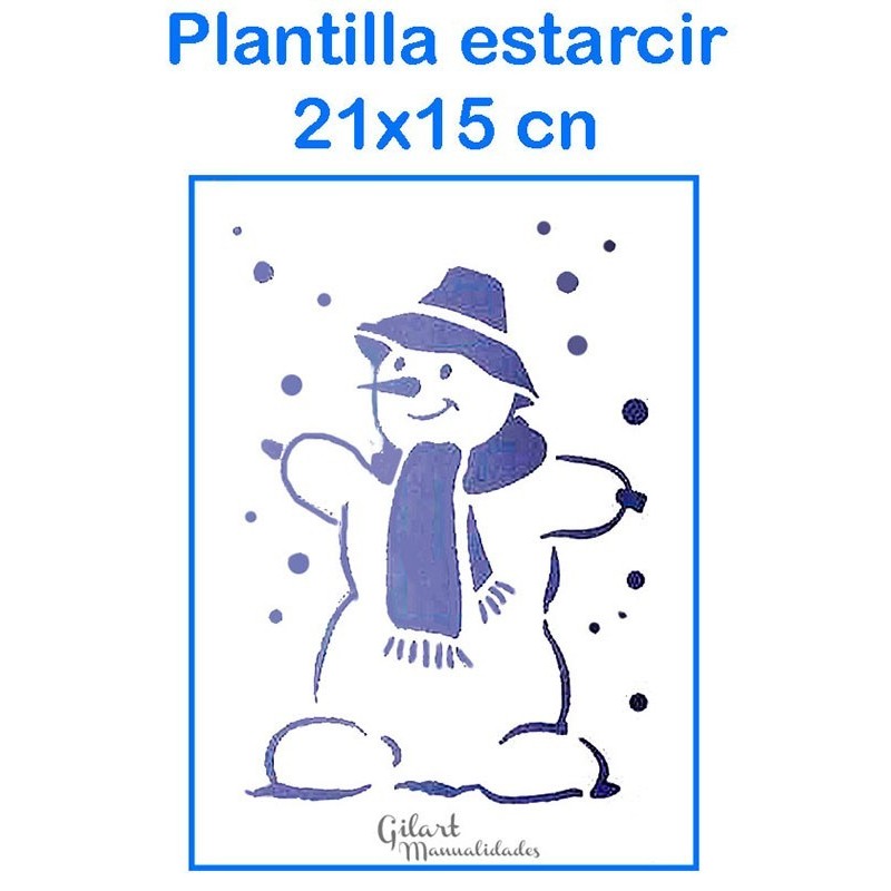 Stencil plantilla muñeco nieve 21x15 cm