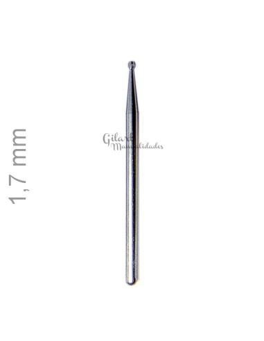 Punta de diamante 1,7 mm para pulido fino de vidrio y metales, precisión suprema.