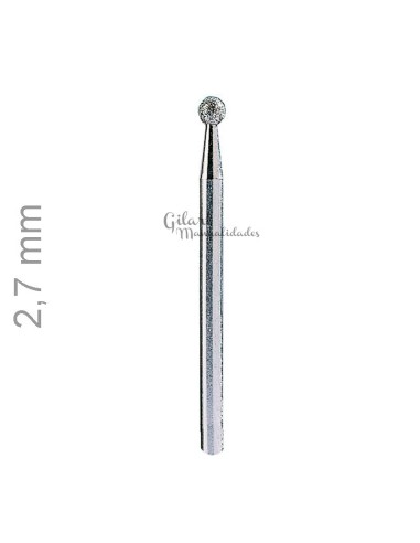 Punta de diamante 2,7 mm para pulido fino en vidrio y metales, precisión suprema.