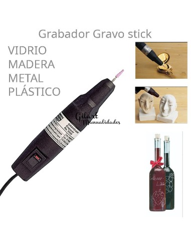 Grabador Gravo Stick 12 V para vidrio, metal y madera, 12.000 RPM.