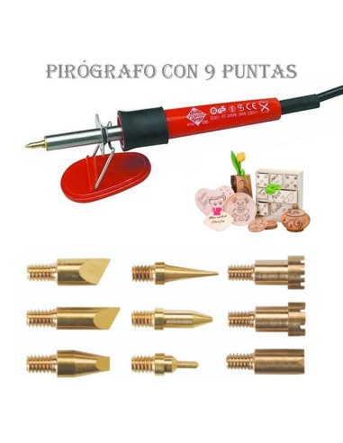 Pirograbador Profesional Pebaro 0260 - 9 Puntas para Madera, Cuero y Corcho