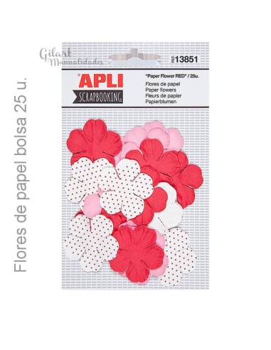 Increíble set de 25 flores de papel carmesí, ideales para manualidades.