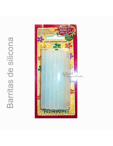 12 barras de silicona Stamperia 0.7x100 mm, máxima adhesión, ideal para manualidades.