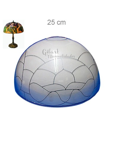 Pantalla metacrilato Tiffany 25 cm, diseño Flor de lis circular 10007, ideal para lámparas.