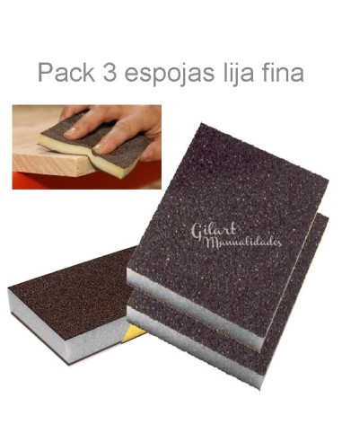 Kit 3 Esponjas Lija Fina 100x120mm: Doble Acabado Perfecto para madera y más.